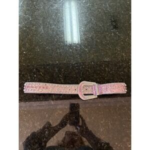 Pink Silver Women's Belt Bling Stones Sparkle Big Buckle Rodeo Western Pageant